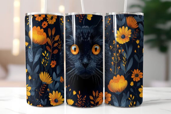 Download Mystical Feline Amidst Autumn Blooms - Premium Resources
